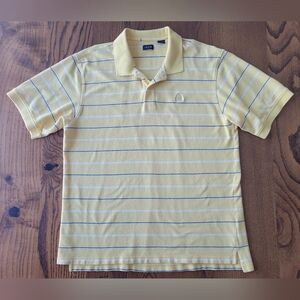 IZOD Men’s Yellow Striped Polo Shirt Size XL Cotton Short Sleeve